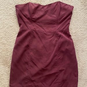 Lush Maroon Strapless Tube Top Dress